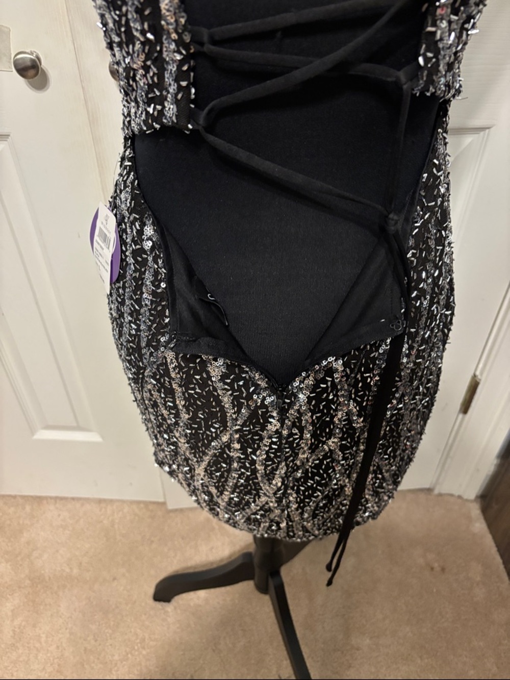 Windsor Hartley Lace-Up Sequin Mini Dress - Picture 8 of 13